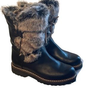Apres ski boots Black Leather fur Brown’s Shoes Couture Italy Size 8